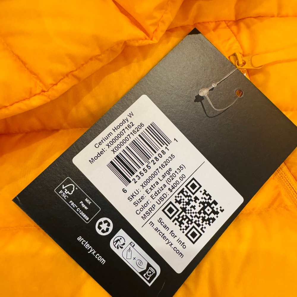 Arc'teryx Women's Bright Yellow Puffer Jacket with Hood - Picture 2 of 6